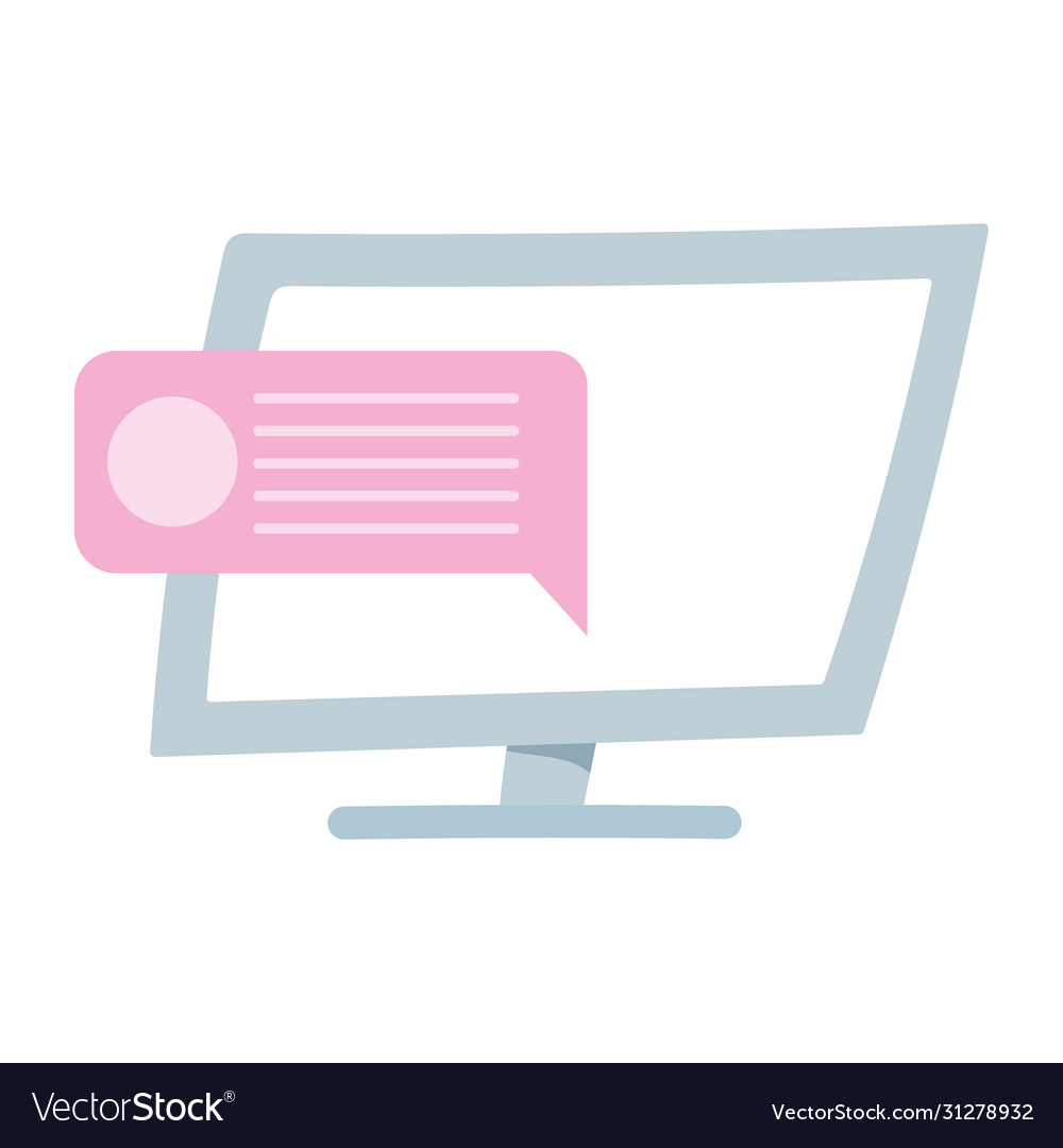 Computer screen message bubble isolated icon