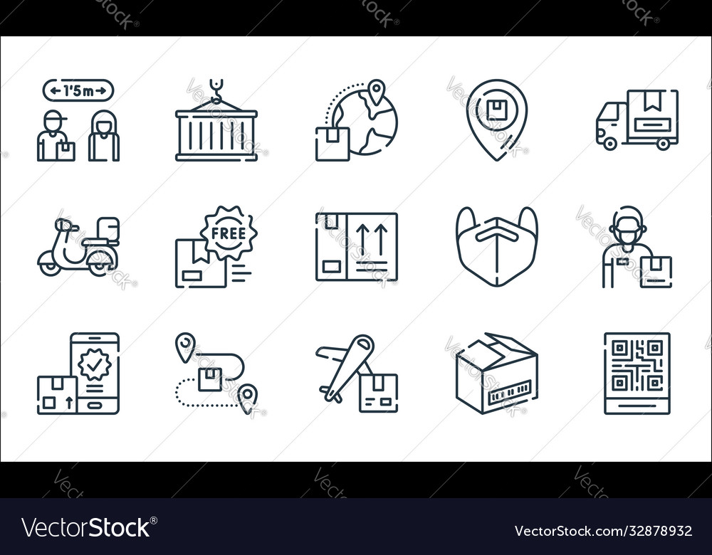 Delivery line icons linear set quality vector image Delivery line icons linear set quality