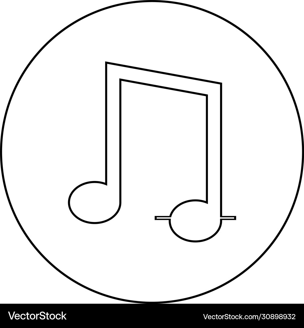 Eighth notes icon in circle round outline black Vector Image