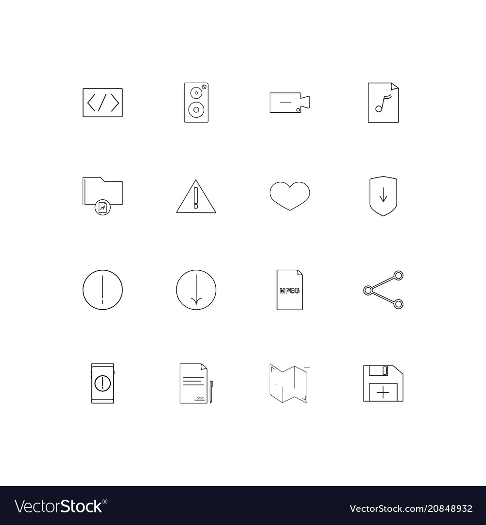 Files and folders sign linear thin icons set