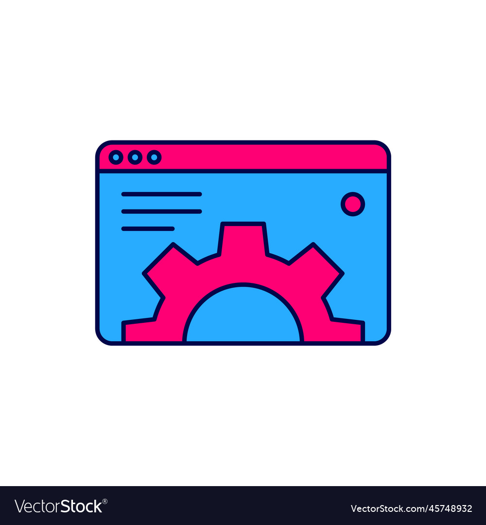 Filled outline browser setting icon isolated vector image Filled outline browser setting icon isolated