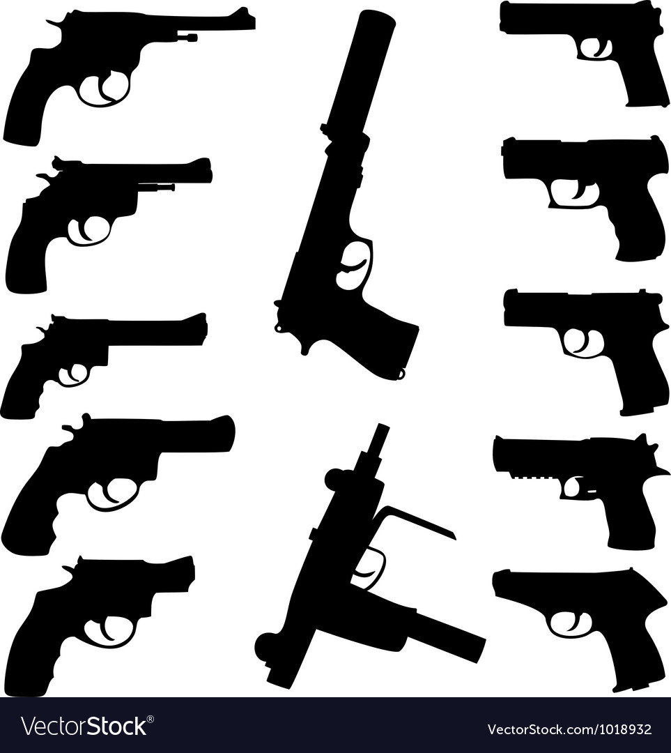 Guns set Royalty Free Vector Image - VectorStock