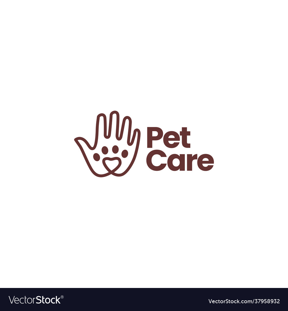 Hand palm paw pet care logo icon vector image Hand palm paw pet care logo icon