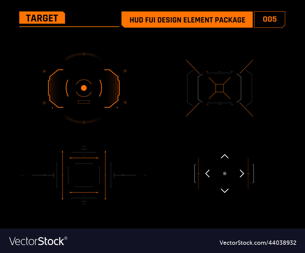 Hud fui design element target 005 vector image Hud fui design element target 005