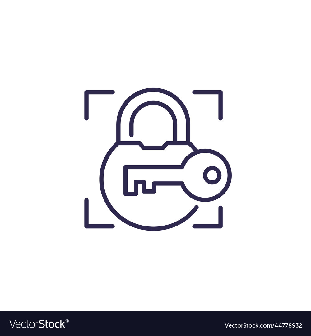 Lock and key security line icon for apps web