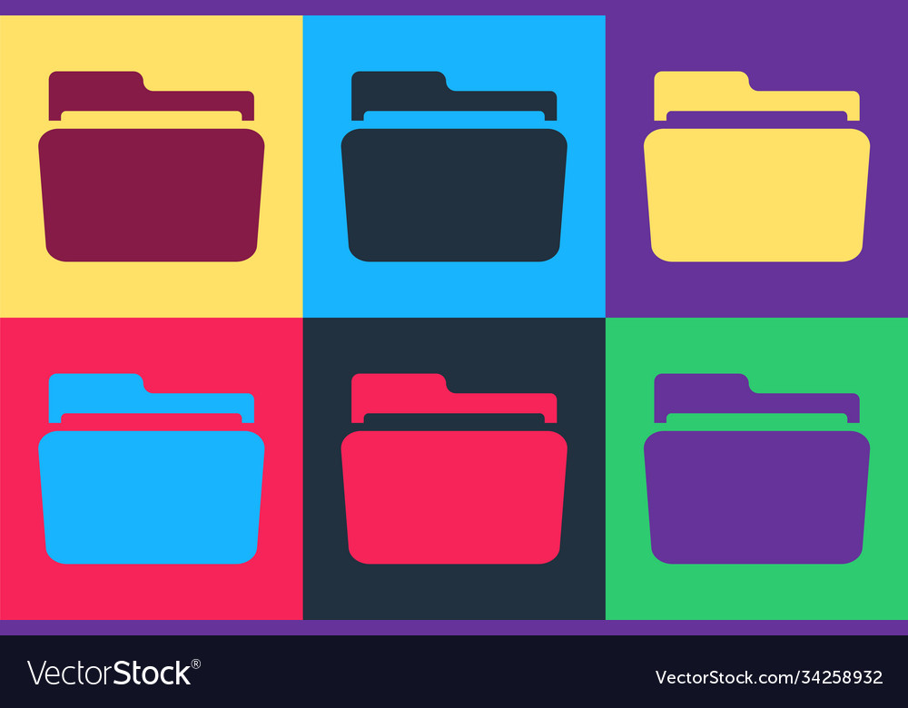 Pop art folder icon isolated on color background vector image Pop art folder icon isolated on color background