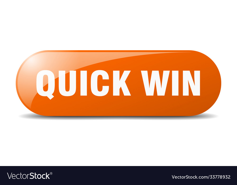 Quick win button sticker banner rounded glass sign