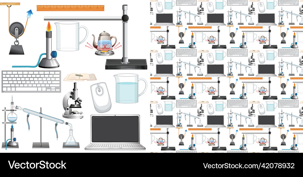 Seamless background with science equipments Vector Image