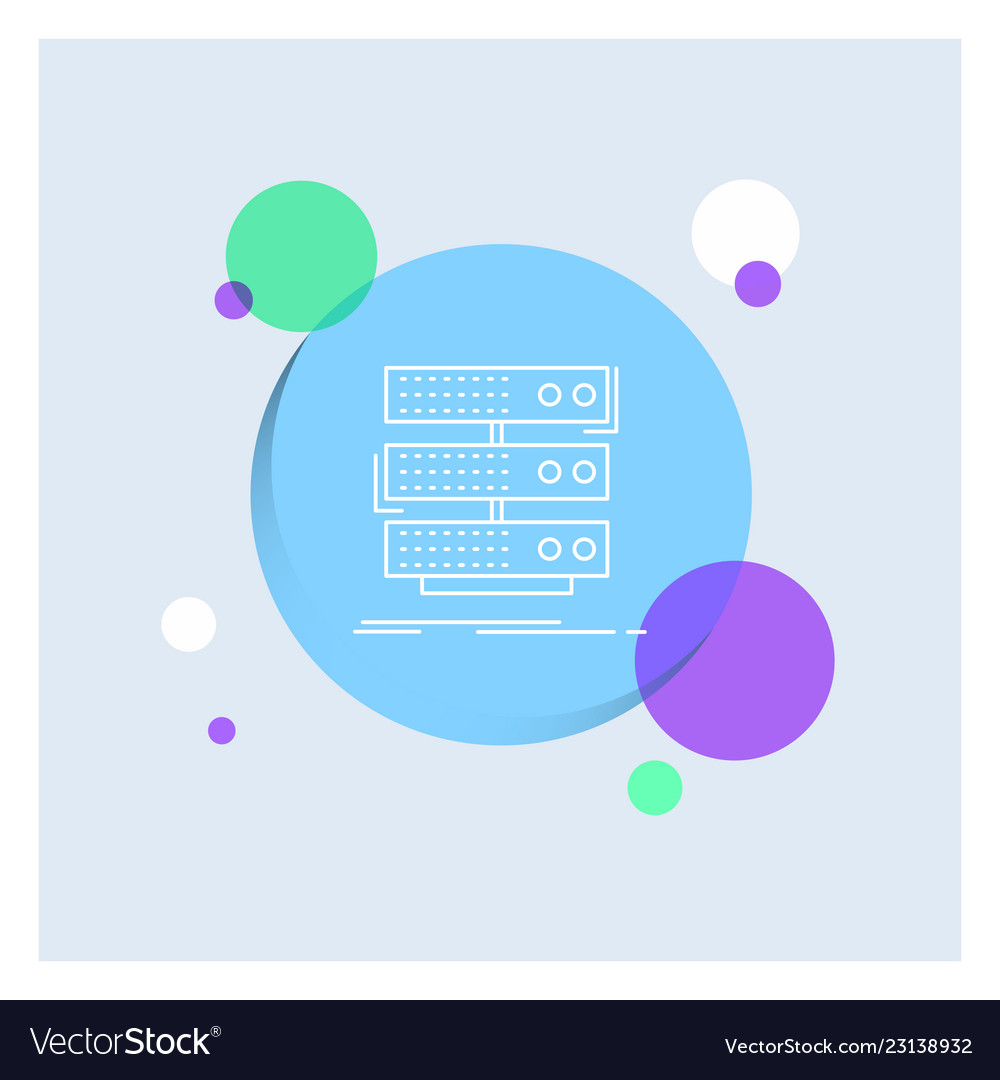 Server storage rack database data white line icon