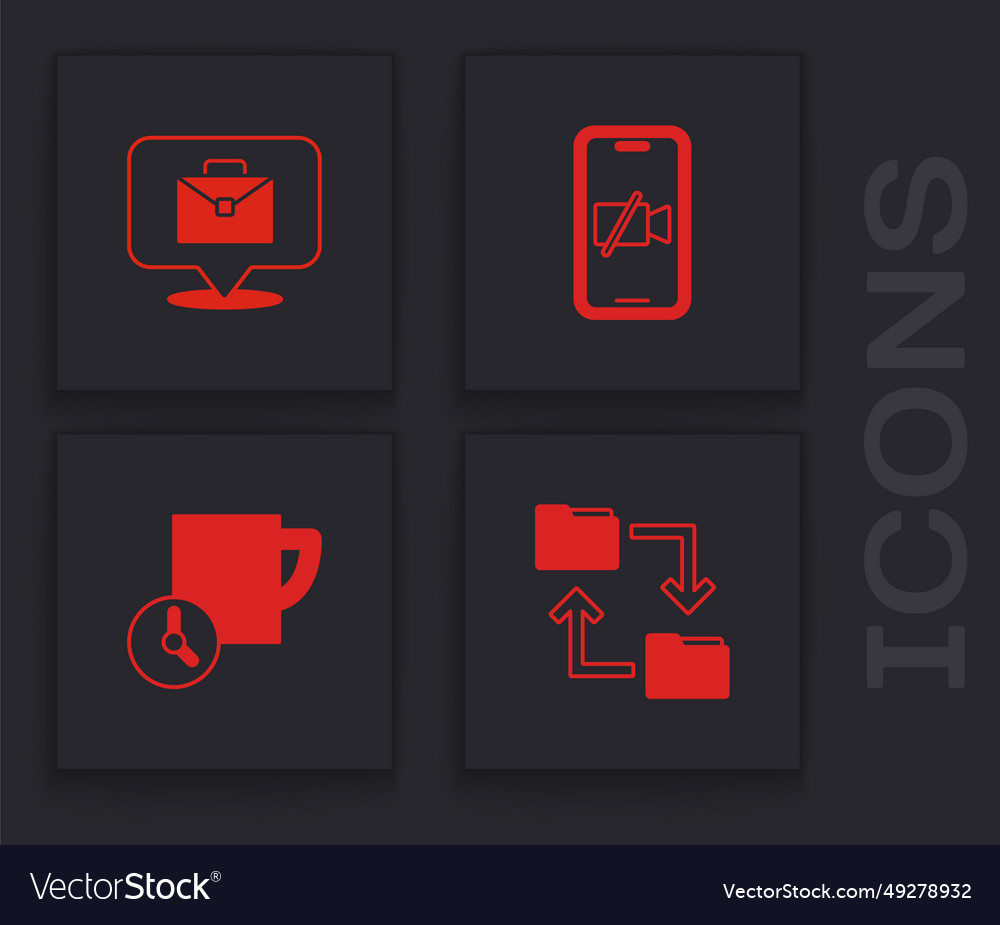 Set cloud storage document folder online working vector image Set cloud storage document folder online working