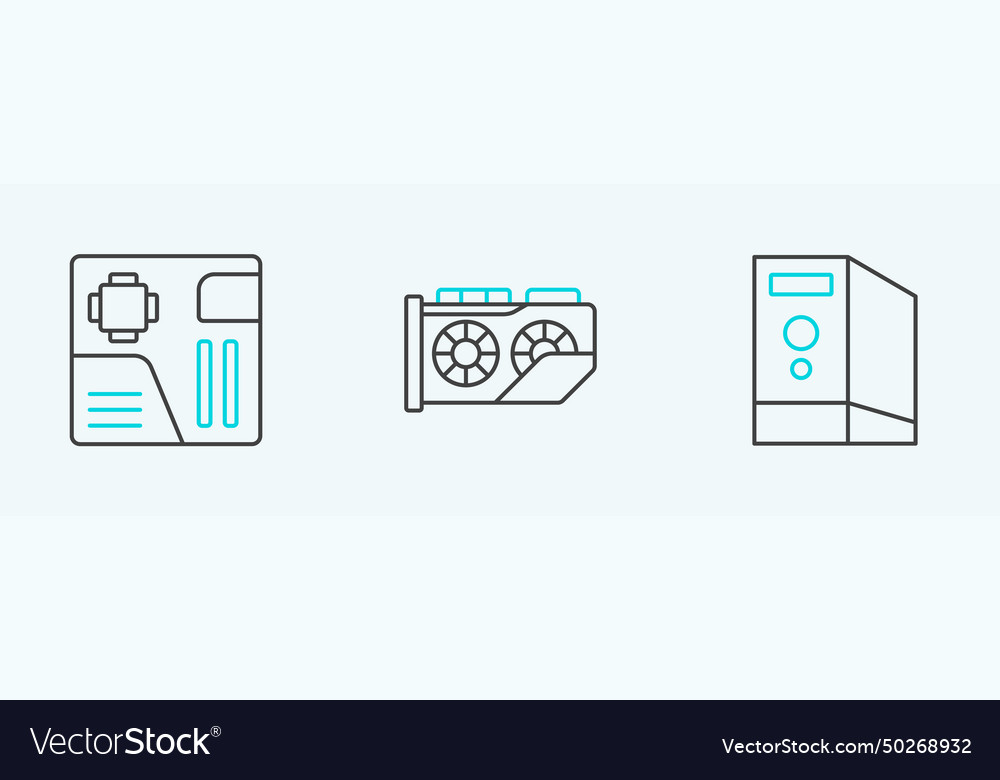 Set line case of computer motherboard digital vector image Set line case of computer motherboard digital