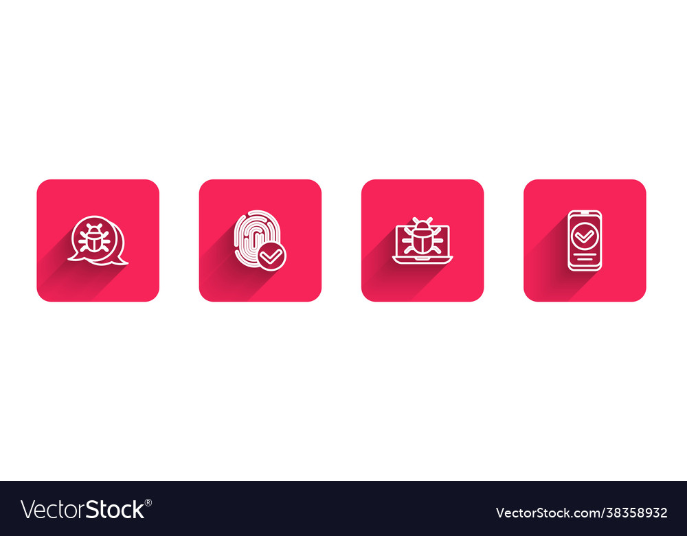 Set line system bug fingerprint on monitor vector image Set line system bug fingerprint on monitor