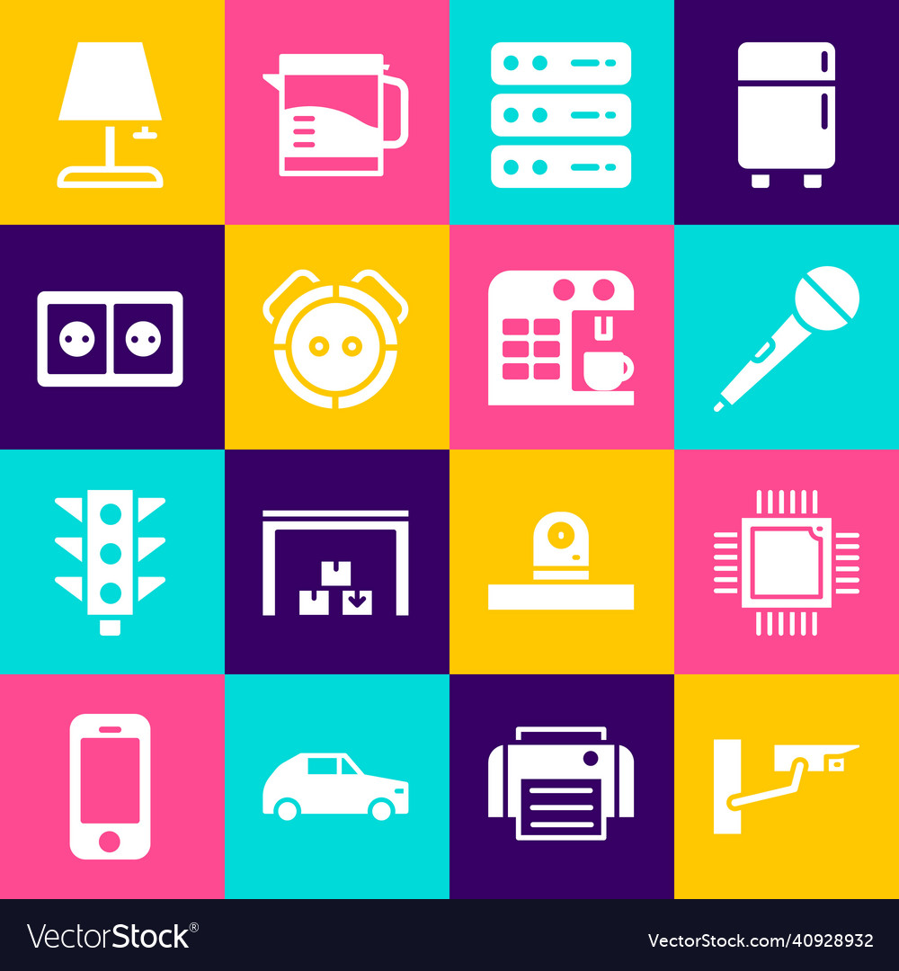Set security camera processor with microcircuits vector image Set security camera processor with microcircuits