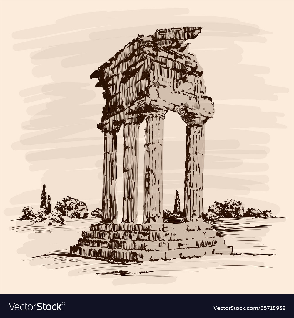 Stone temple ruins vector image Stone temple ruins