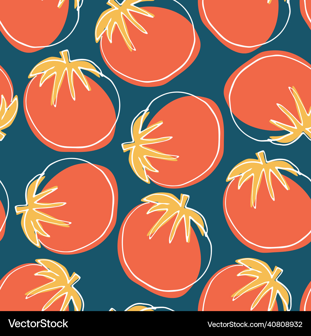 Tomato vegetables seamless pattern vegetarian Vector Image