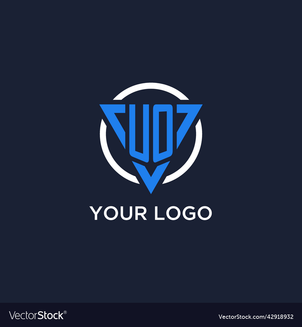 Uo monogram logo with triangle shape and circle Vector Image Uo monogram logo with triangle shape and circle