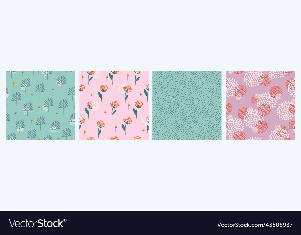 Abstract floral seamless patterns with flowers vector image Abstract floral seamless patterns with flowers