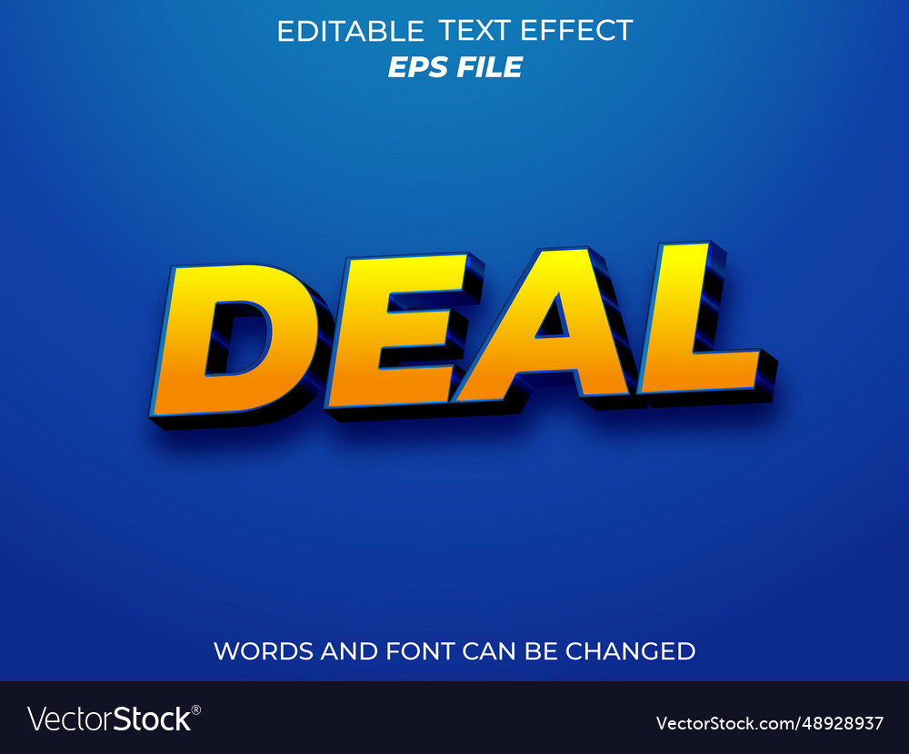 Deal text effect font editable typography 3d