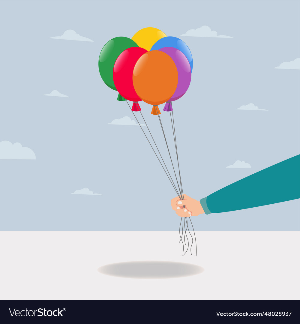 Hand hold colorful balloons design