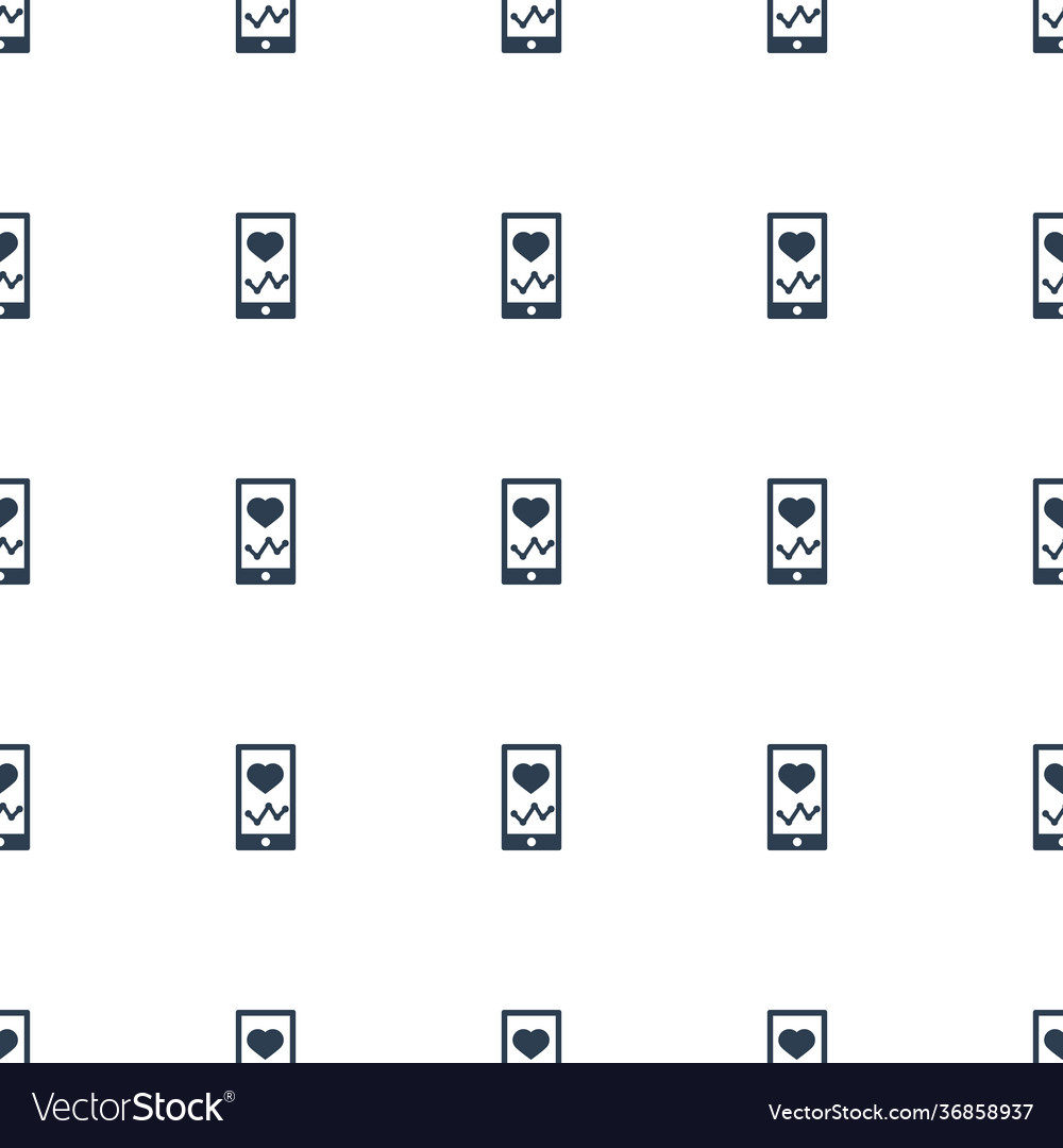 Heartbeat on phone icon pattern seamless white