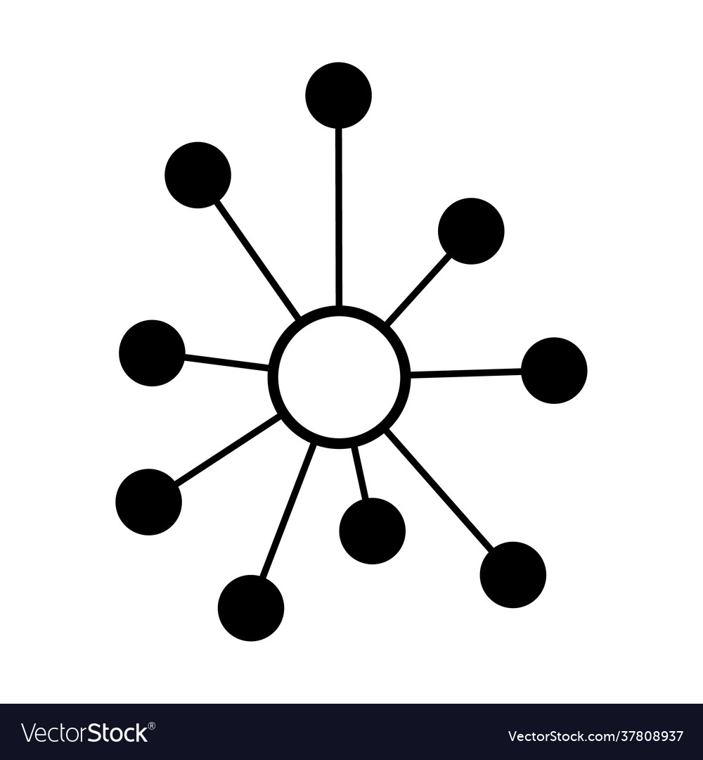 Hub flat network icon connect structure symbol vector image Hub flat network icon connect structure symbol