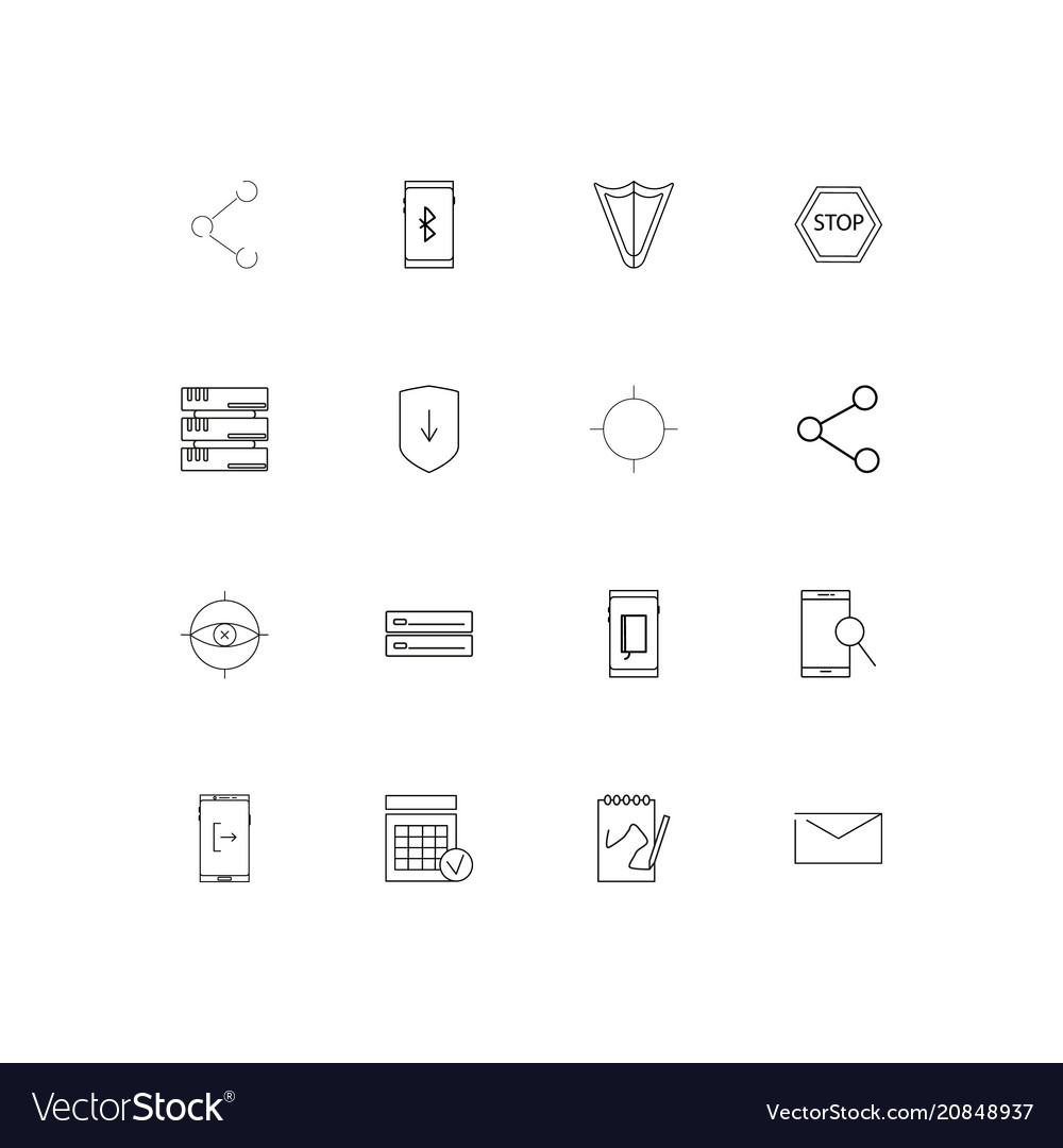 Internet technologies linear thin icons set