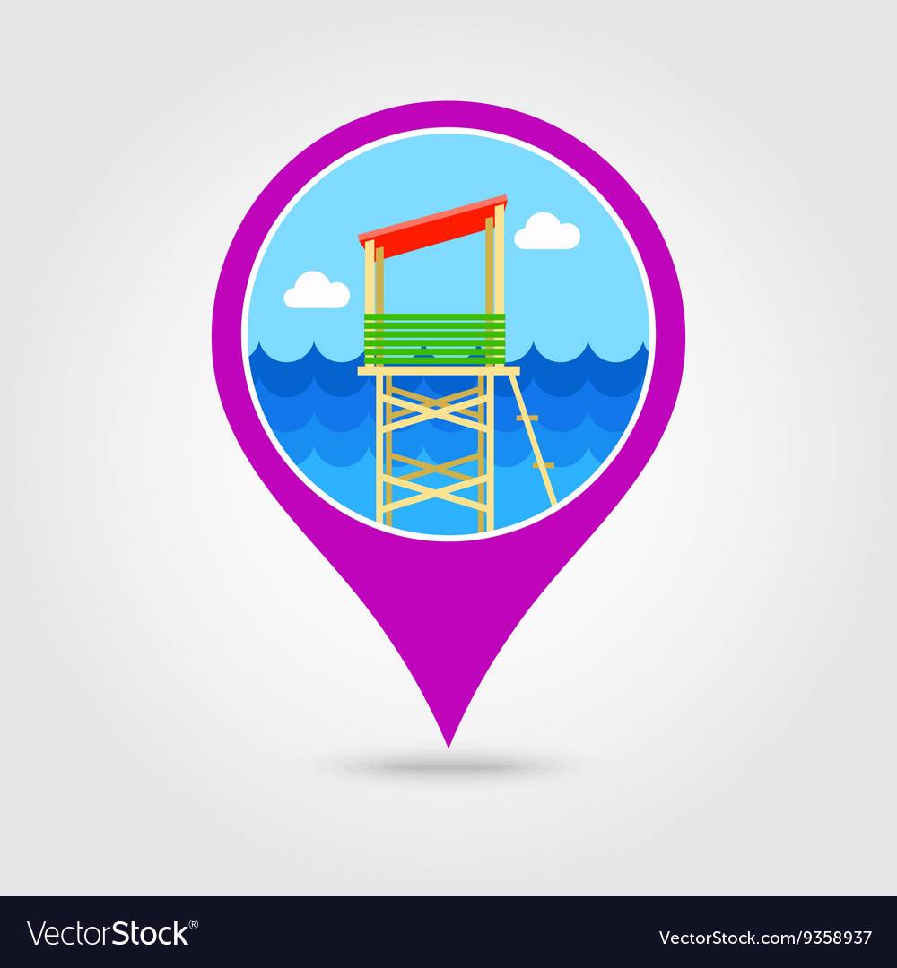 Lifeguard tower pin map icon summer vacation