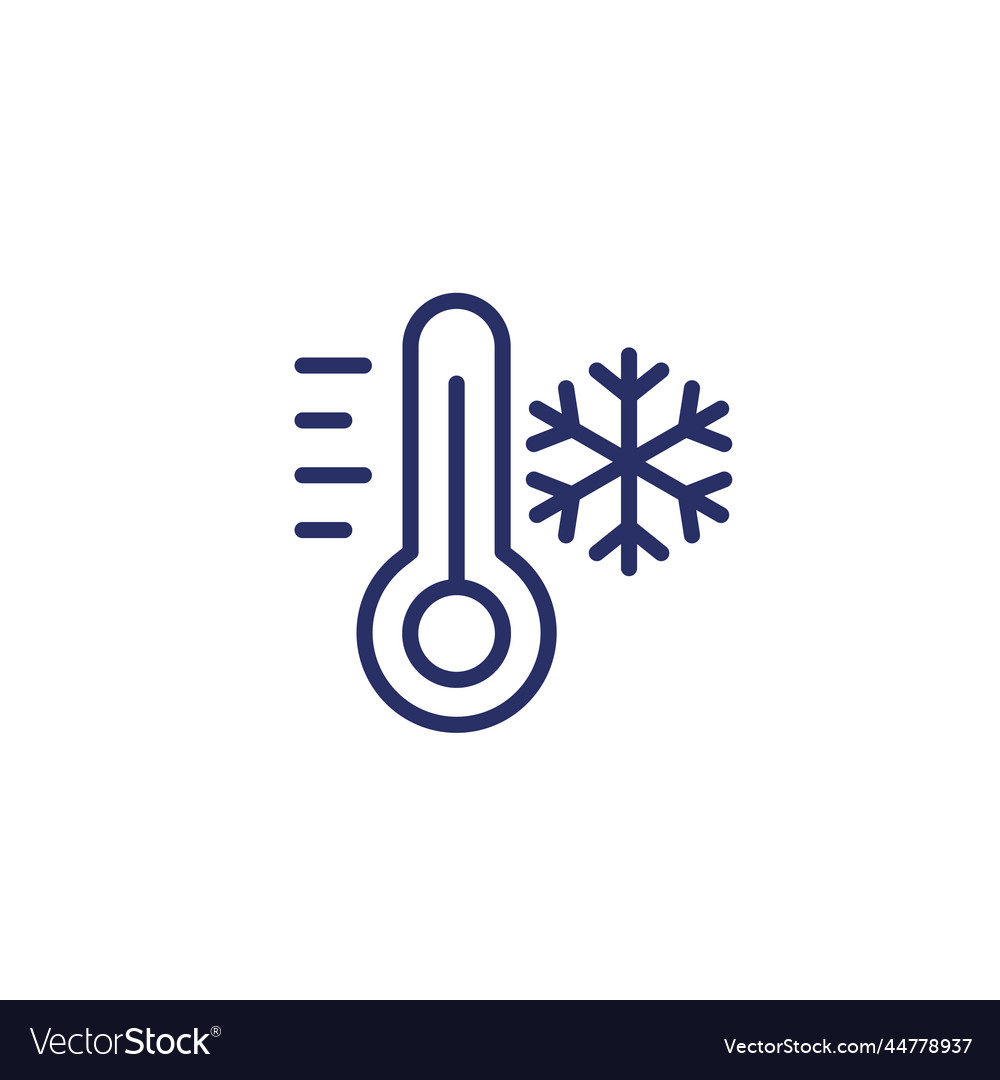 Low temperature line icon with a thermometer