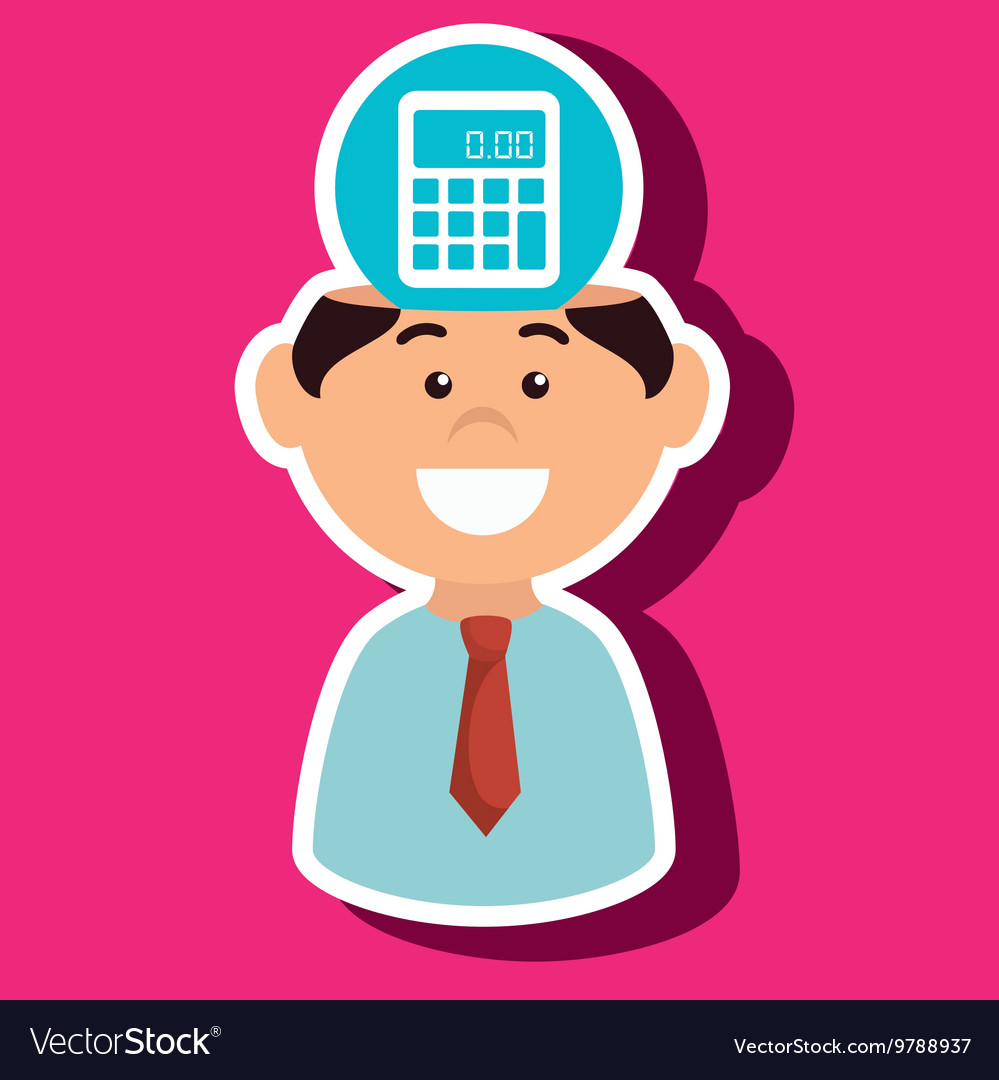 Man and calculator isolated icon design