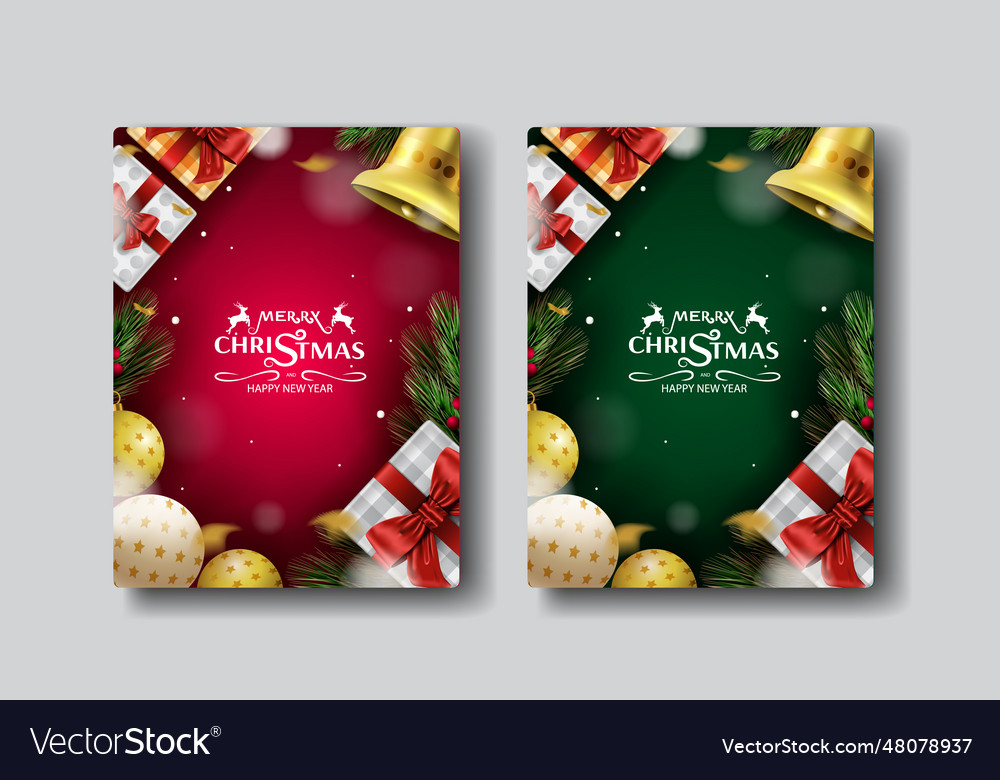 Merry christmas and happy new year greeting card