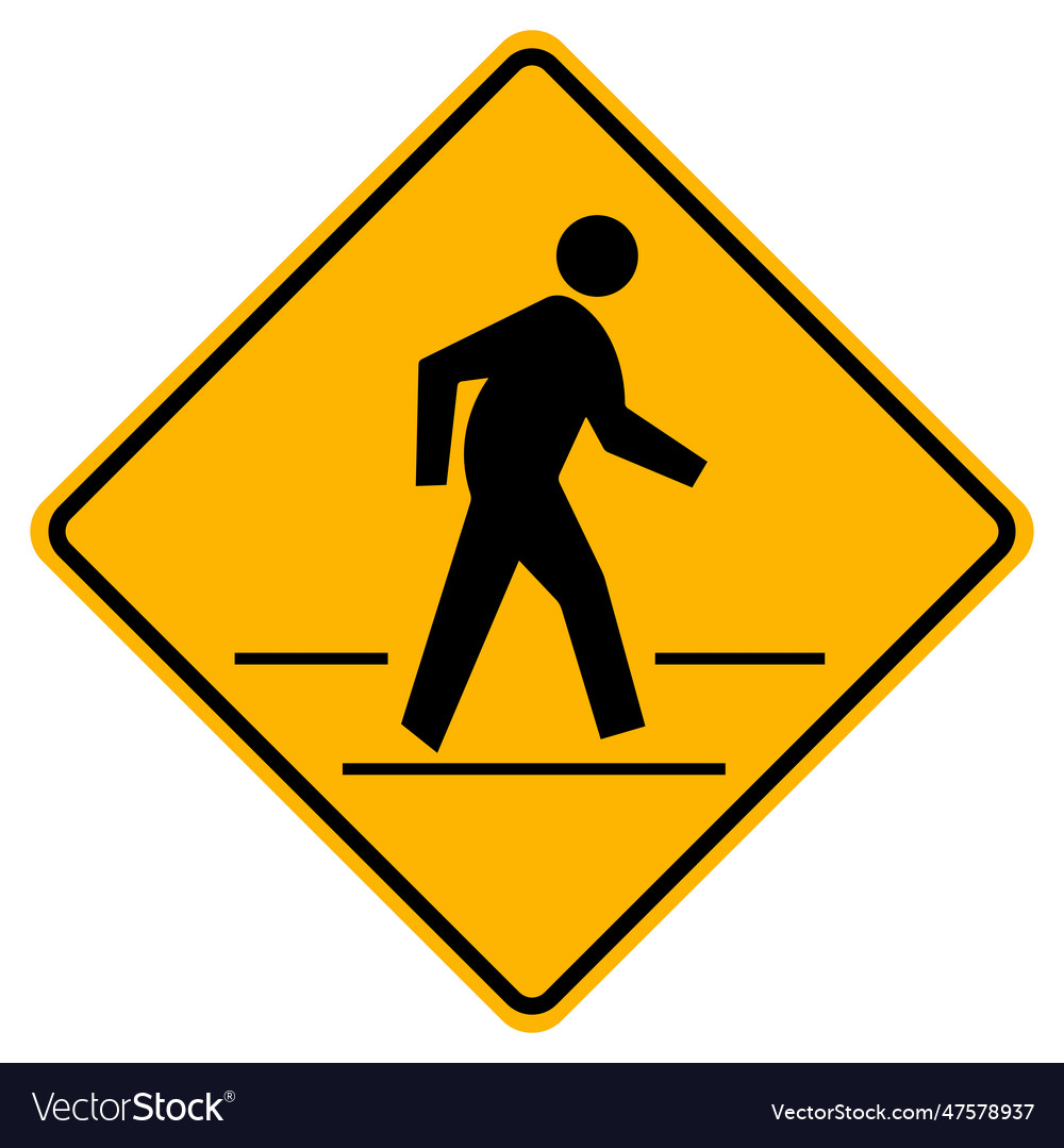 Pedestrian crossing warning road sign Royalty Free Vector