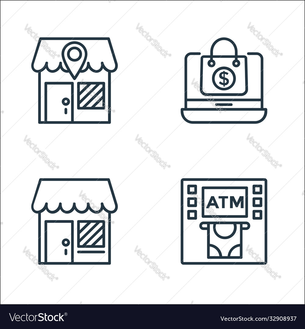 Shopping line icons linear set quality Vector Image Shopping line icons linear set quality