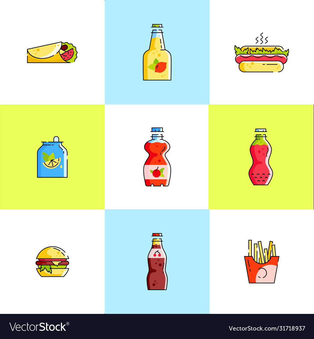 Soda bottles icon set in linear style Vector Image Soda bottles icon set in linear style