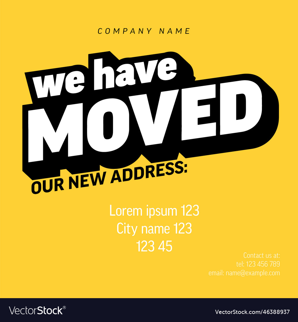 We have moved yellow minimalistic flyer template Vector Image