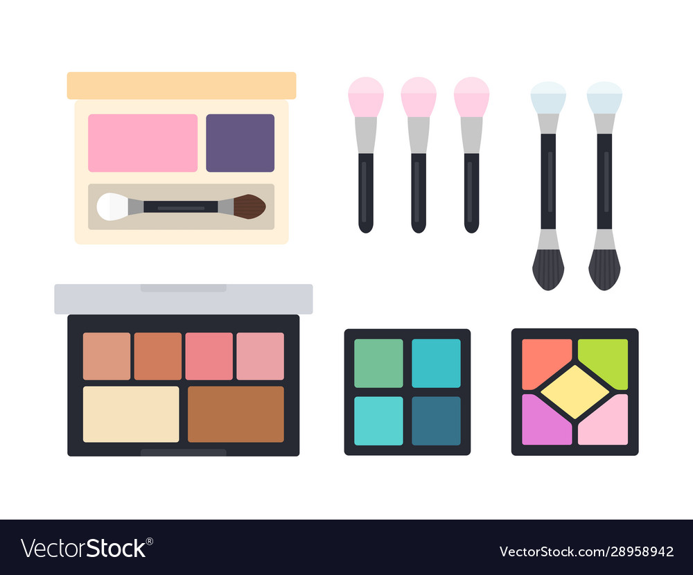 Compact shadows with applicators flat isolated