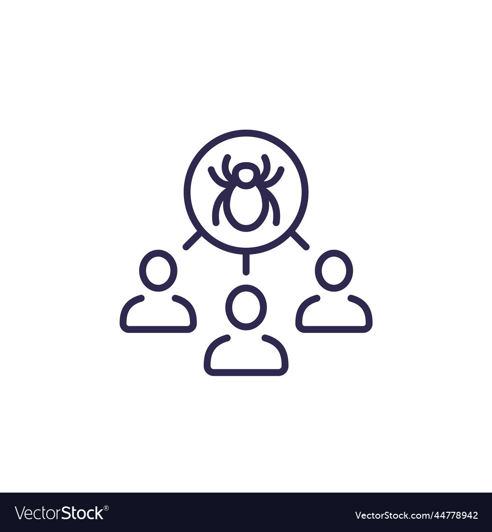 Debugging Testzeilensymbol mit einem Bug und Benutzern vector image Debugging Testzeilensymbol mit einem Bug und Benutzern