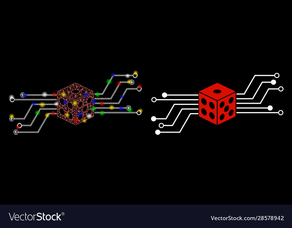 Flare mesh network digital dice circuit icon vector image Flare mesh network digital dice circuit icon