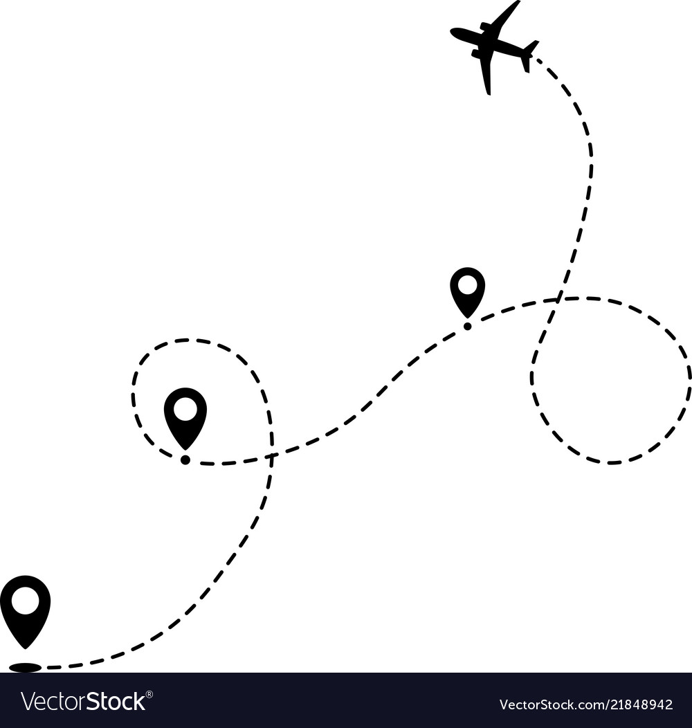 Flying plane and geolocation mark for mobile app vector image Flying plane and geolocation mark for mobile app