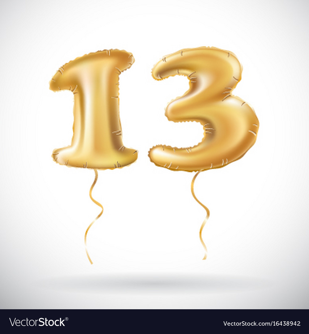 Golden number 13 thirteen made of inflatable Vector Image