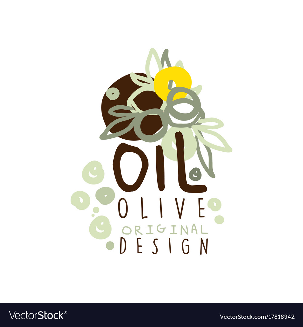 Image olive oil label with olives hand