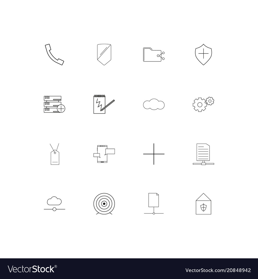 Internet technologies linear thin icons set