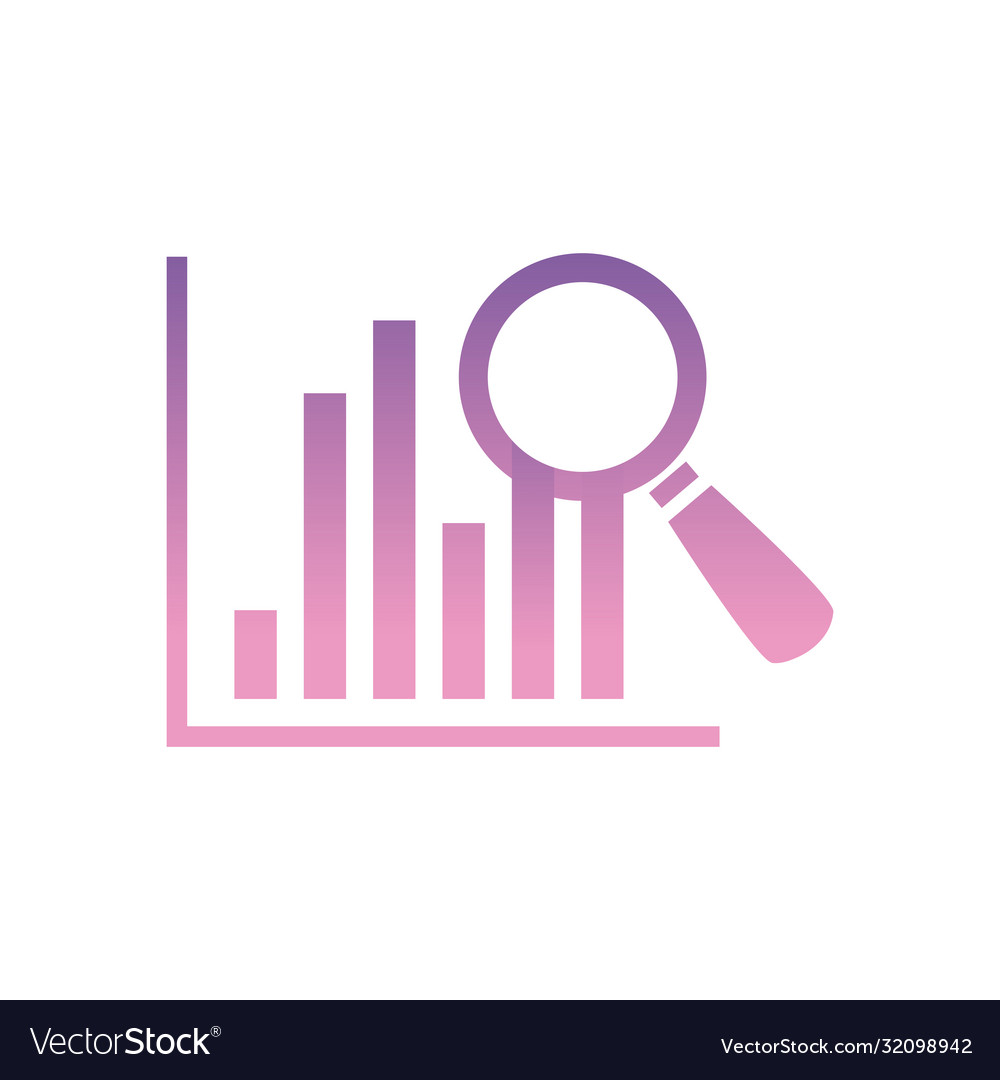 Lupe with bars chart gradient style icon