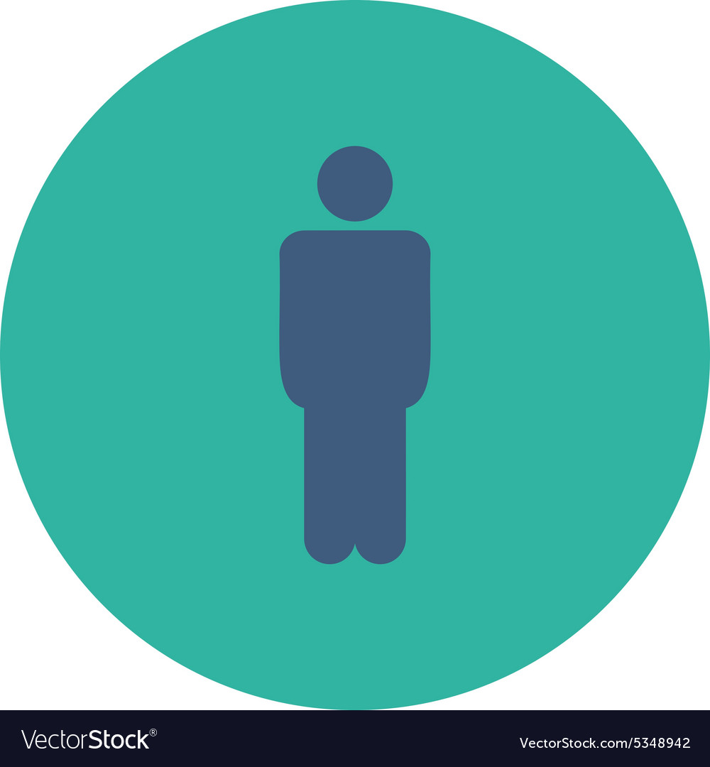 Man flat cobalt and cyan colors round button