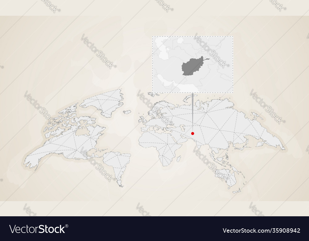 Landkarte afghanistan mit Nachbarländern gepinnt