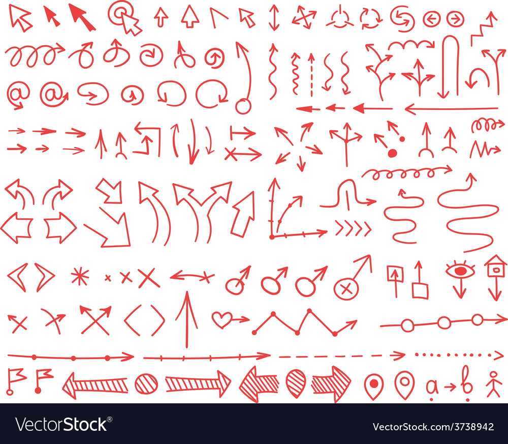 Set of arrows drawn by hand