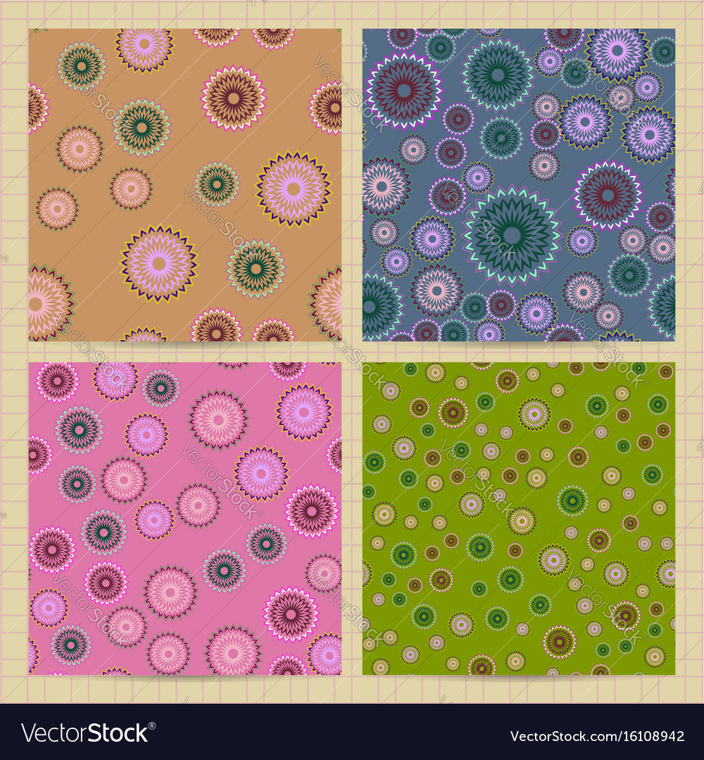 Set square cards with seamless patterns