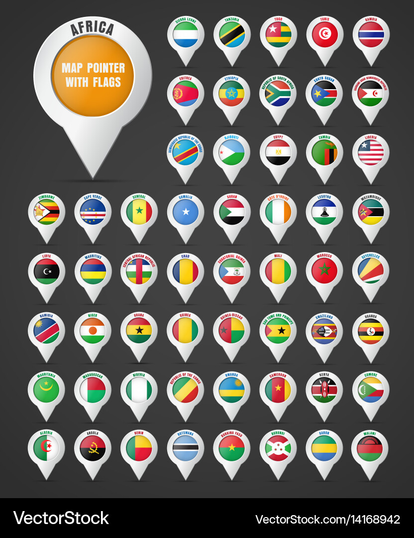 Map Button Flag Set the pointer to map with flag Royalty Free Vector Image