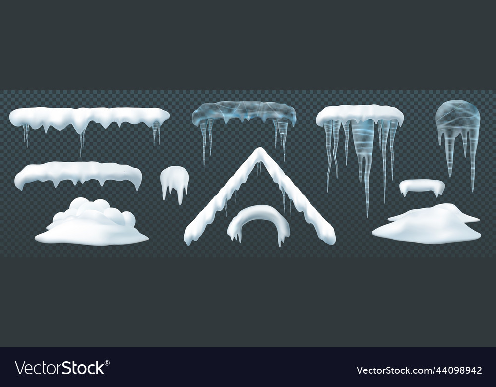 Snow elements capes piles icicles snowdrift