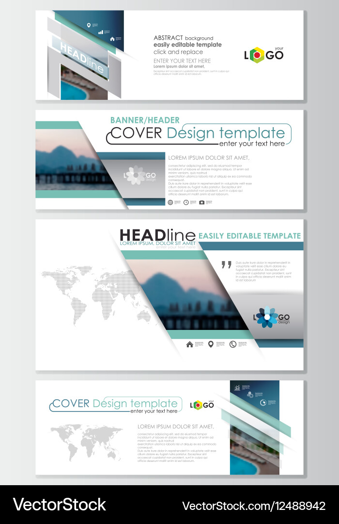 Social Media And Email Headers Set Modern Banners Vector Image