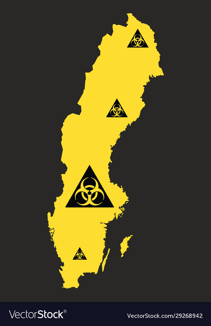 Sweden map with biohazard virus sign in black